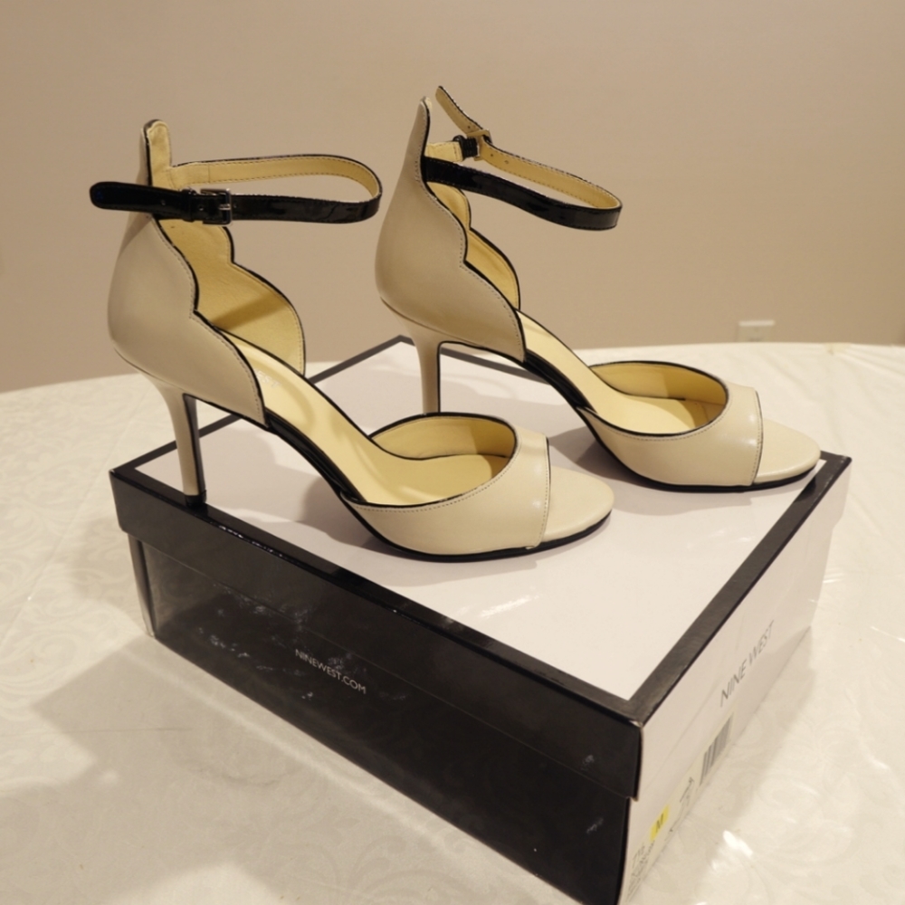 Nine West Leather Open Toe Heels